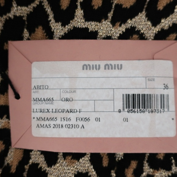 Miu Miu Leopard Print Sweater Dress Gold Lurex - Picture 8 of 8